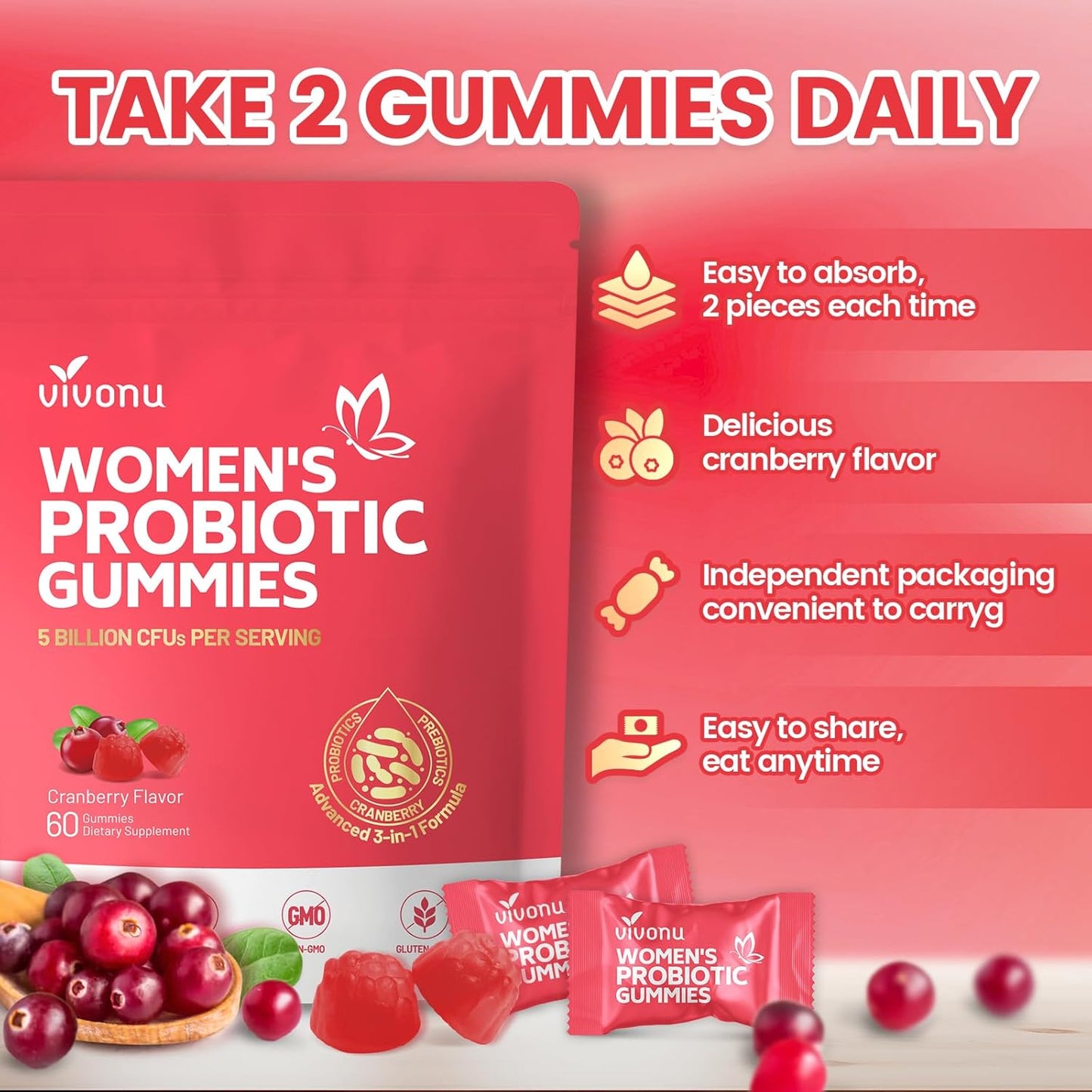 Final 3 Hours:🔥Daily Balance Gummies for Women – With Cranberry & Vitamin C for Gut & Immune Support